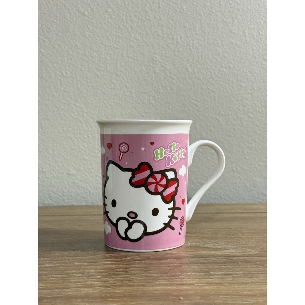 Authentic Sanrio Hello Kitty White & Pink Ceramic Coffee Mug 1976, 2012